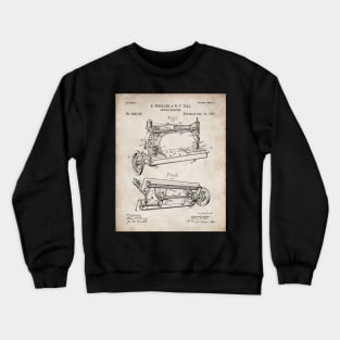 Sewing Machine Patent - Seamstress Craft Sewing Room Art - Antique Crewneck Sweatshirt